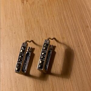 Maracasite square hoop earrings